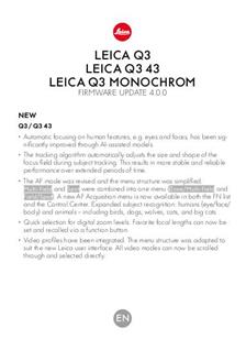Leica Q3 43 manual. Camera Instructions.